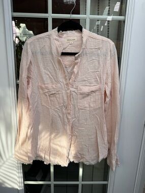 X😻cloth & stone Pale Pink Gauze Button-Down Shirt